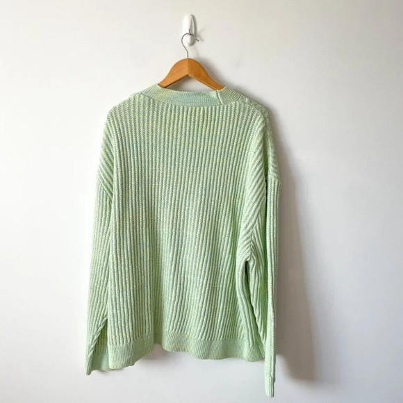 Zara Textured Weave Woven Oversized Cardigan NWT Green Yellow Size XL - Picture 5 of 8